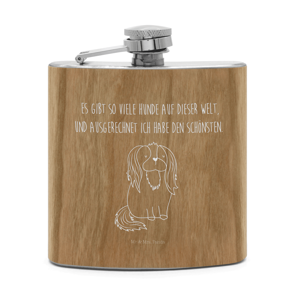 Flachmann Cavalier King Charles Spaniel Flachmann, Edelstahl, hochwertig, Gravur, Taschenflasche, Frauen, Hund, Hundemotiv, Haustier, Hunderasse, Tierliebhaber, Hundebesitzer, Sprüche, Cavalier King Charles Spaniel, Cockerspaniel, Spaniel, Spruch, schönster Hund