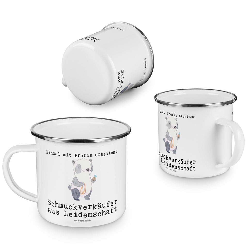 Camping Emaille Tasse Schmuckverkäufer aus Leidenschaft Campingtasse, Trinkbecher, Metalltasse, Outdoor Tasse, Emaille Trinkbecher, Blechtasse Outdoor, Emaille Campingbecher, Edelstahl Trinkbecher, Metalltasse für Camping, Kaffee Blechtasse, Camping Tasse Metall, Beruf, Ausbildung, Jubiläum, Abschied, Rente, Kollege, Kollegin, Geschenk, Schenken, Arbeitskollege, Mitarbeiter, Firma, Danke, Dankeschön, Schmuckverkäufer, Juwelier, Goldschmied, Schmied, Schmuckwarenhändler, Schmuckgeschäft, Eröffnung