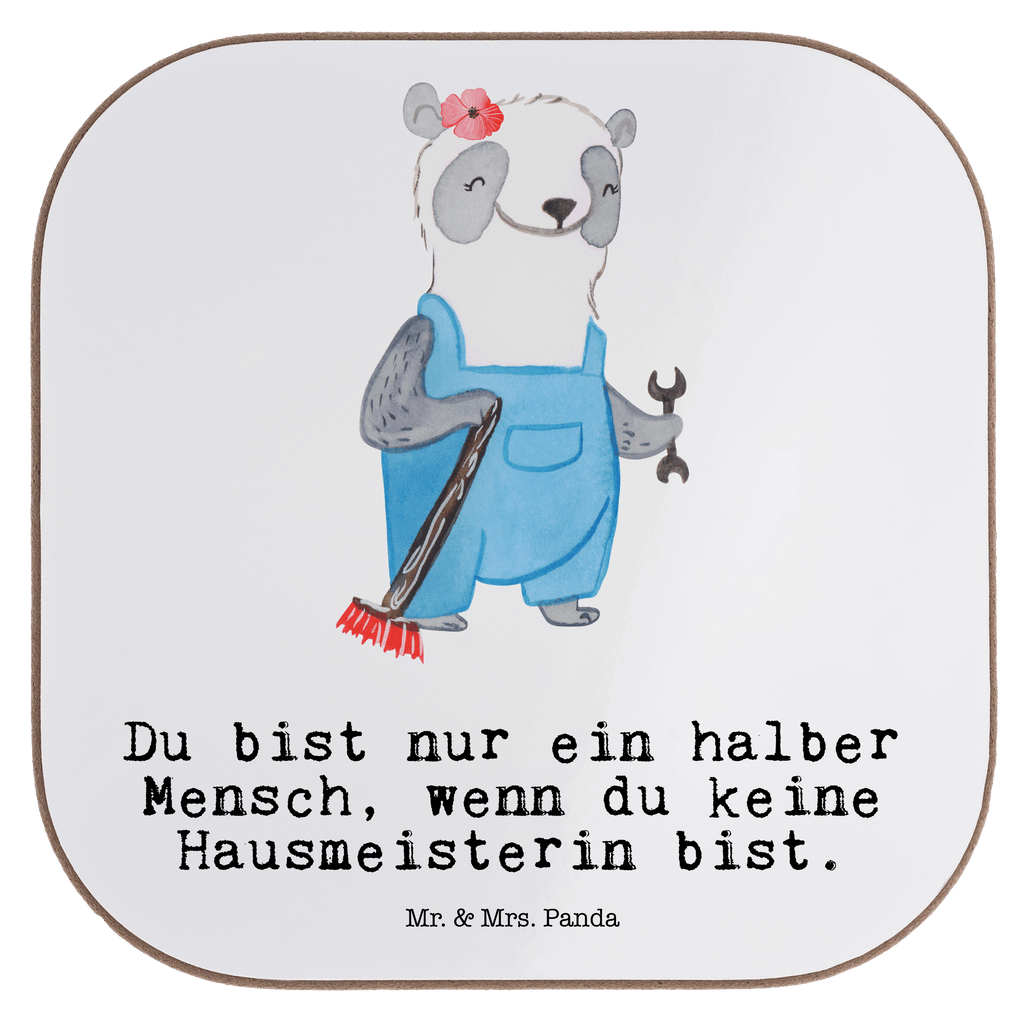 Quadratische Untersetzer Hausmeisterin mit Herz Bierdeckel, Glasuntersetzer, Untersetzer Gläser, Getränkeuntersetzer, Beruf, Ausbildung, Jubiläum, Abschied, Rente, Kollege, Kollegin, Geschenk, Schenken, Arbeitskollege, Mitarbeiter, Firma, Danke, Dankeschön, Hausmeisterin, Concierge, Hausverwalterin, Facility Manager
