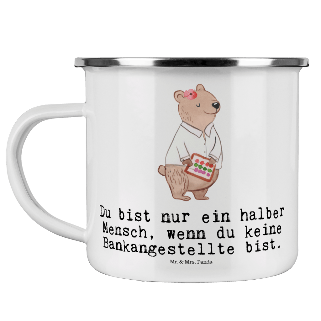 Camping Emaille Tasse Bankangestellte mit Herz Campingtasse, Trinkbecher, Metalltasse, Outdoor Tasse, Emaille Trinkbecher, Blechtasse Outdoor, Emaille Campingbecher, Edelstahl Trinkbecher, Metalltasse für Camping, Kaffee Blechtasse, Camping Tasse Metall, Beruf, Ausbildung, Jubiläum, Abschied, Rente, Kollege, Kollegin, Geschenk, Schenken, Arbeitskollege, Mitarbeiter, Firma, Danke, Dankeschön, Bankangestellte, Bankfachfrau, Bänkerin, Bankberaterin