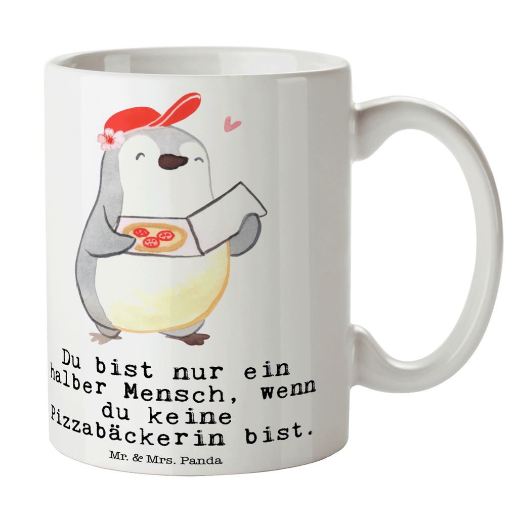 Tasse Pizzabäckerin mit Herz Lieferdienstmitarbeiterin, Pizzabäckerin,  Pizzabotin, Pizzabringdienst, Lieferbringdienst,  Becher, Kaffeetasse, Kaffeebecher, Tee, Frühstück, Büro  Beruf, Ausbildung, Jubiläum, Abschied, Rente, Kollege, Kollegin, Geschenk, Schenken, Arbeitskollege, Mitarbeiter, Firma, Danke, Dankeschön