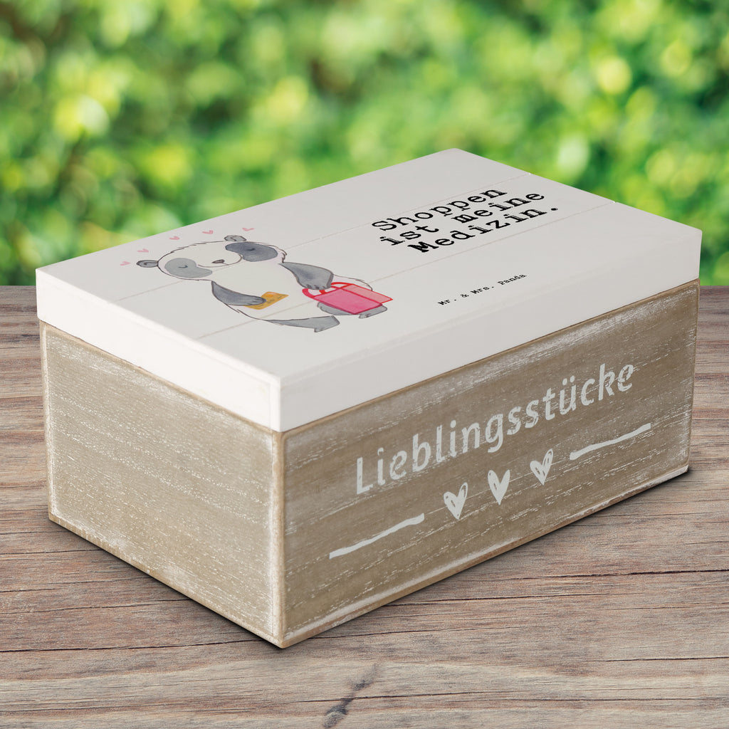 Holzkiste Panda Shopping Medizin Shopping, shoppen, einkaufen Holzkiste, Kiste, Schatzkiste, Truhe, Schatulle, XXL,  Erinnerungsbox, Erinnerungskiste, Dekokiste, Aufbewahrungsbox  Geschenk, Sport, Sportart, Hobby, Schenken, Danke, Dankeschön, Auszeichnung, Gewinn, Sportler