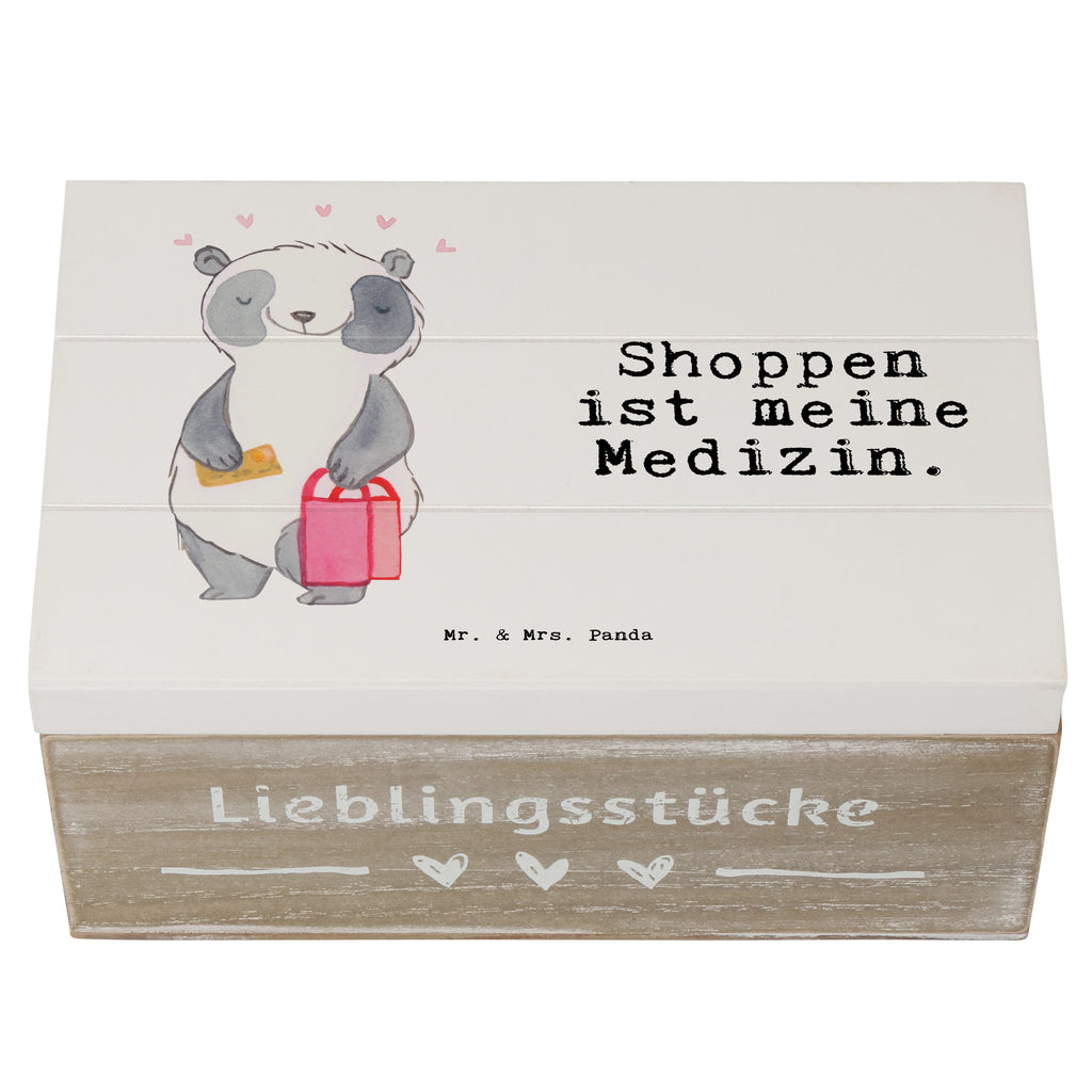 Holzkiste Panda Shopping Medizin Shopping, shoppen, einkaufen Holzkiste, Kiste, Schatzkiste, Truhe, Schatulle, XXL,  Erinnerungsbox, Erinnerungskiste, Dekokiste, Aufbewahrungsbox  Geschenk, Sport, Sportart, Hobby, Schenken, Danke, Dankeschön, Auszeichnung, Gewinn, Sportler