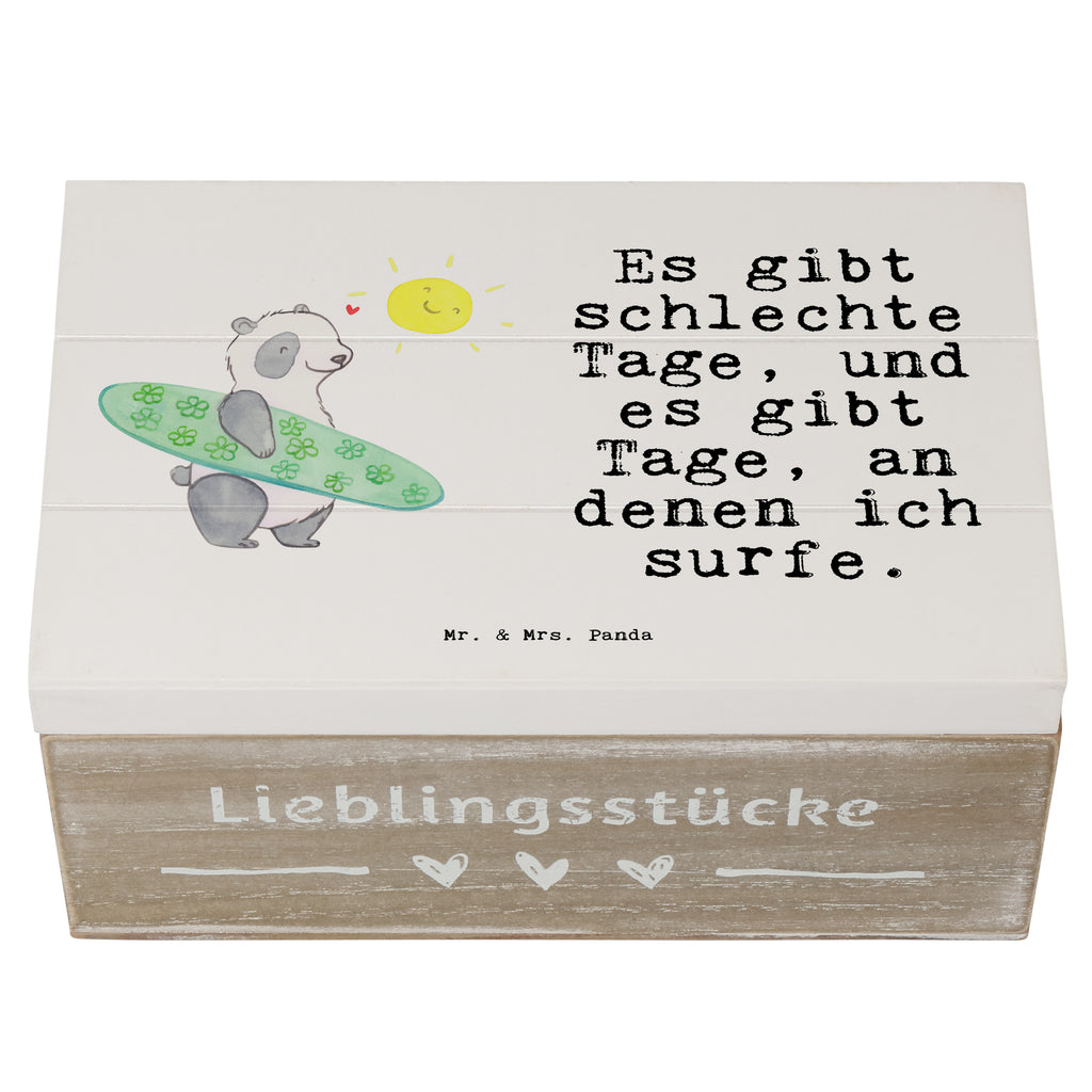Holzkiste Panda Surfen Tage Wellenreiten, Surfen, Surfschule Holzkiste, Kiste, Schatzkiste, Truhe, Schatulle, XXL,  Erinnerungsbox, Erinnerungskiste, Dekokiste, Aufbewahrungsbox  Geschenk, Sport, Sportart, Hobby, Schenken, Danke, Dankeschön, Auszeichnung, Gewinn, Sportler