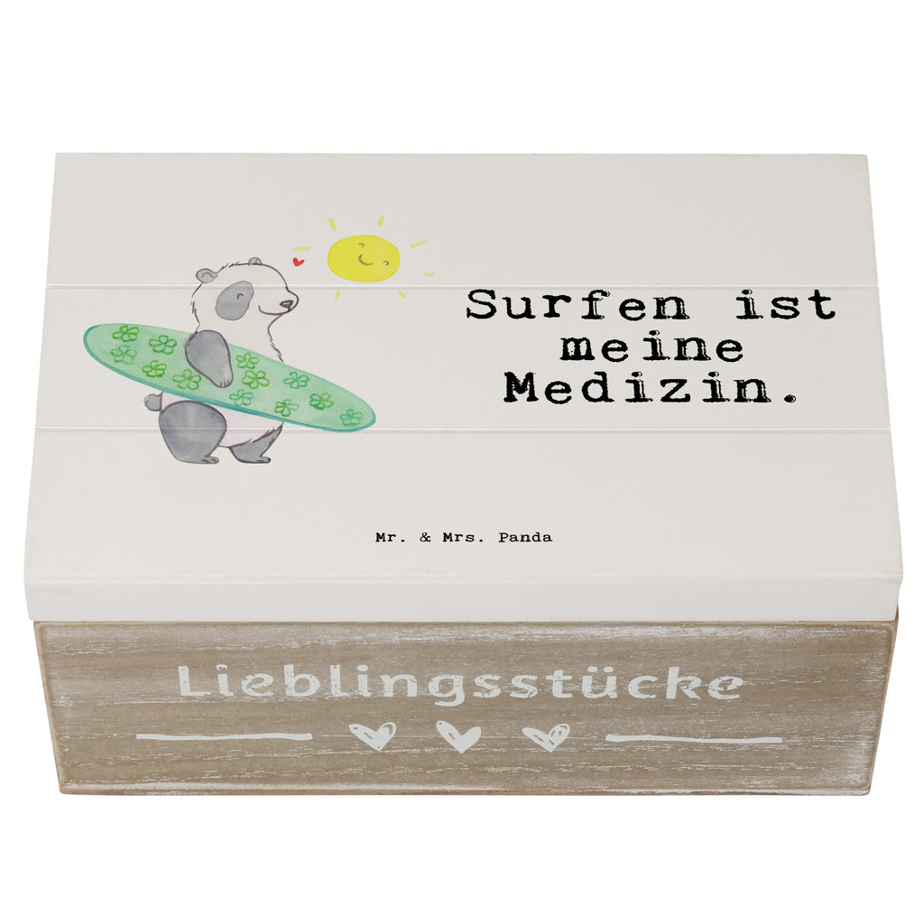 Holzkiste Panda Surfen Medizin Wellenreiten, Surfen, Surfschule, Surfen Erholung Holzkiste, Kiste, Schatzkiste, Truhe, Schatulle, XXL,  Erinnerungsbox, Erinnerungskiste, Dekokiste, Aufbewahrungsbox  Geschenk, Sport, Sportart, Hobby, Schenken, Danke, Dankeschön, Auszeichnung, Gewinn, Sportler