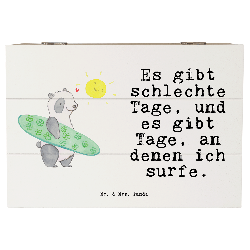 Holzkiste Panda Surfen Tage Wellenreiten, Surfen, Surfschule Holzkiste, Kiste, Schatzkiste, Truhe, Schatulle, XXL,  Erinnerungsbox, Erinnerungskiste, Dekokiste, Aufbewahrungsbox  Geschenk, Sport, Sportart, Hobby, Schenken, Danke, Dankeschön, Auszeichnung, Gewinn, Sportler
