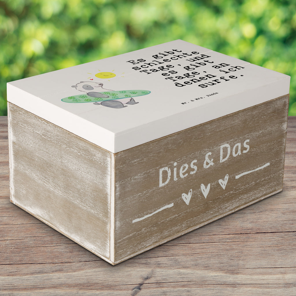 Holzkiste Panda Surfen Tage Wellenreiten, Surfen, Surfschule Holzkiste, Kiste, Schatzkiste, Truhe, Schatulle, XXL,  Erinnerungsbox, Erinnerungskiste, Dekokiste, Aufbewahrungsbox  Geschenk, Sport, Sportart, Hobby, Schenken, Danke, Dankeschön, Auszeichnung, Gewinn, Sportler