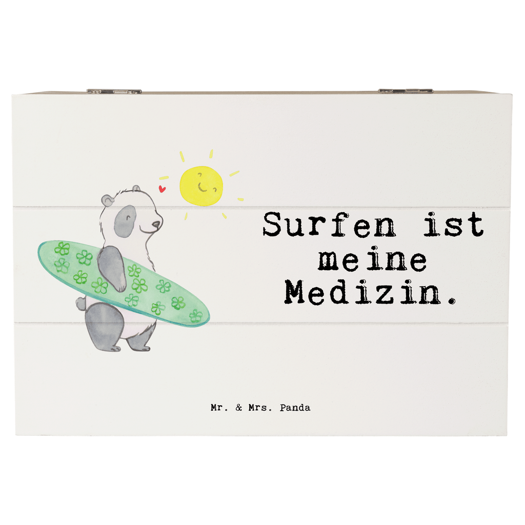 Holzkiste Panda Surfen Medizin Wellenreiten, Surfen, Surfschule, Surfen Erholung Holzkiste, Kiste, Schatzkiste, Truhe, Schatulle, XXL,  Erinnerungsbox, Erinnerungskiste, Dekokiste, Aufbewahrungsbox  Geschenk, Sport, Sportart, Hobby, Schenken, Danke, Dankeschön, Auszeichnung, Gewinn, Sportler