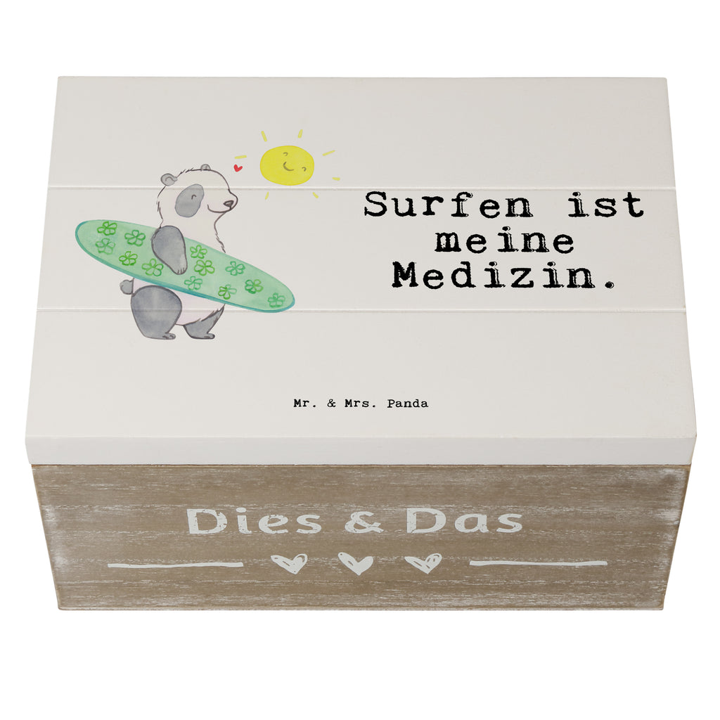 Holzkiste Panda Surfen Medizin Wellenreiten, Surfen, Surfschule, Surfen Erholung Holzkiste, Kiste, Schatzkiste, Truhe, Schatulle, XXL,  Erinnerungsbox, Erinnerungskiste, Dekokiste, Aufbewahrungsbox  Geschenk, Sport, Sportart, Hobby, Schenken, Danke, Dankeschön, Auszeichnung, Gewinn, Sportler