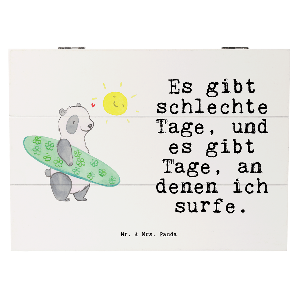 Holzkiste Panda Surfen Tage Wellenreiten, Surfen, Surfschule Holzkiste, Kiste, Schatzkiste, Truhe, Schatulle, XXL,  Erinnerungsbox, Erinnerungskiste, Dekokiste, Aufbewahrungsbox  Geschenk, Sport, Sportart, Hobby, Schenken, Danke, Dankeschön, Auszeichnung, Gewinn, Sportler