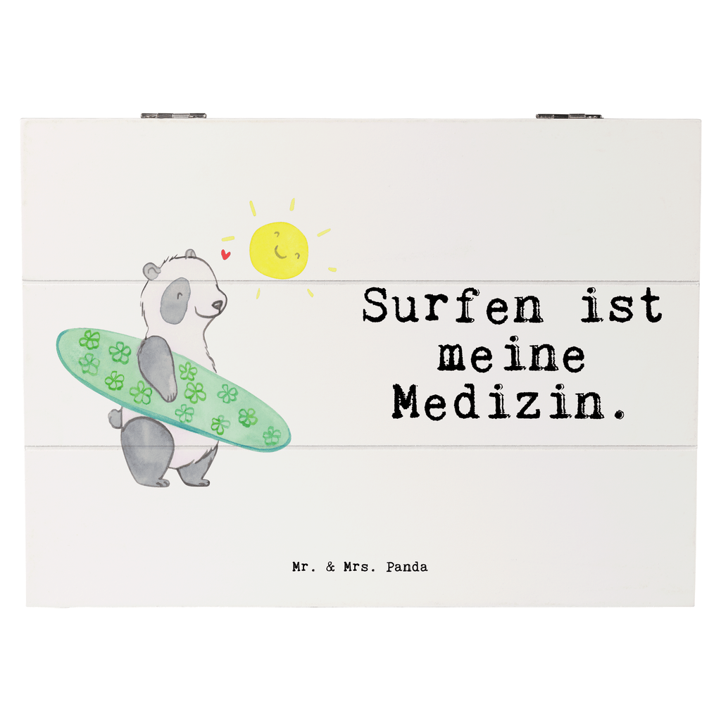 Holzkiste Panda Surfen Medizin Wellenreiten, Surfen, Surfschule, Surfen Erholung Holzkiste, Kiste, Schatzkiste, Truhe, Schatulle, XXL,  Erinnerungsbox, Erinnerungskiste, Dekokiste, Aufbewahrungsbox  Geschenk, Sport, Sportart, Hobby, Schenken, Danke, Dankeschön, Auszeichnung, Gewinn, Sportler