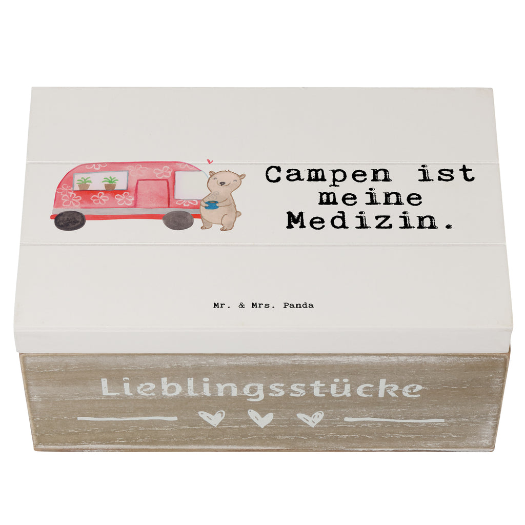Holzkiste Bär Camper Medizin Camper, Campen, Zelten, Campingplatz, Wohnmobil, Roadtrip, Urlaub Holzkiste, Kiste, Schatzkiste, Truhe, Schatulle, XXL,  Erinnerungsbox, Erinnerungskiste, Dekokiste, Aufbewahrungsbox  Geschenk, Sport, Sportart, Hobby, Schenken, Danke, Dankeschön, Auszeichnung, Gewinn, Sportler