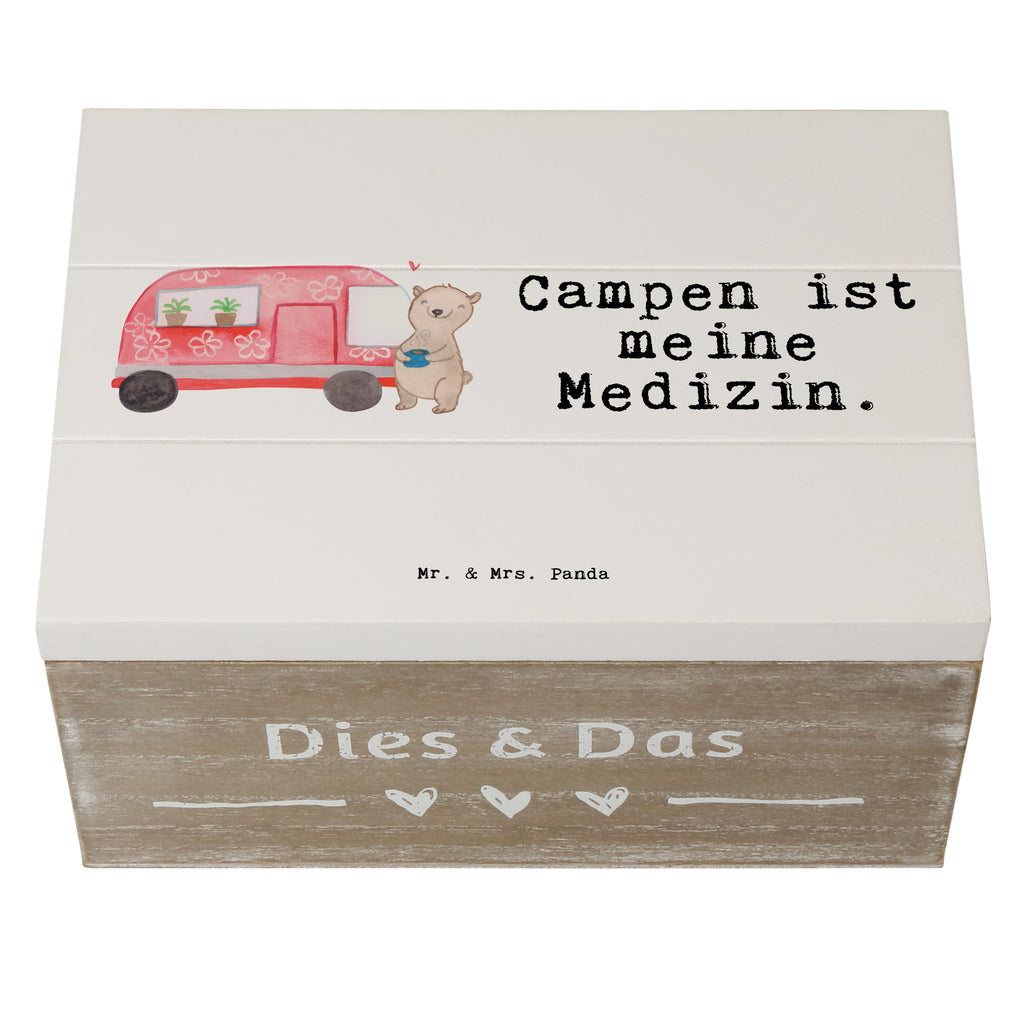 Holzkiste Bär Camper Medizin Camper, Campen, Zelten, Campingplatz, Wohnmobil, Roadtrip, Urlaub Holzkiste, Kiste, Schatzkiste, Truhe, Schatulle, XXL,  Erinnerungsbox, Erinnerungskiste, Dekokiste, Aufbewahrungsbox  Geschenk, Sport, Sportart, Hobby, Schenken, Danke, Dankeschön, Auszeichnung, Gewinn, Sportler