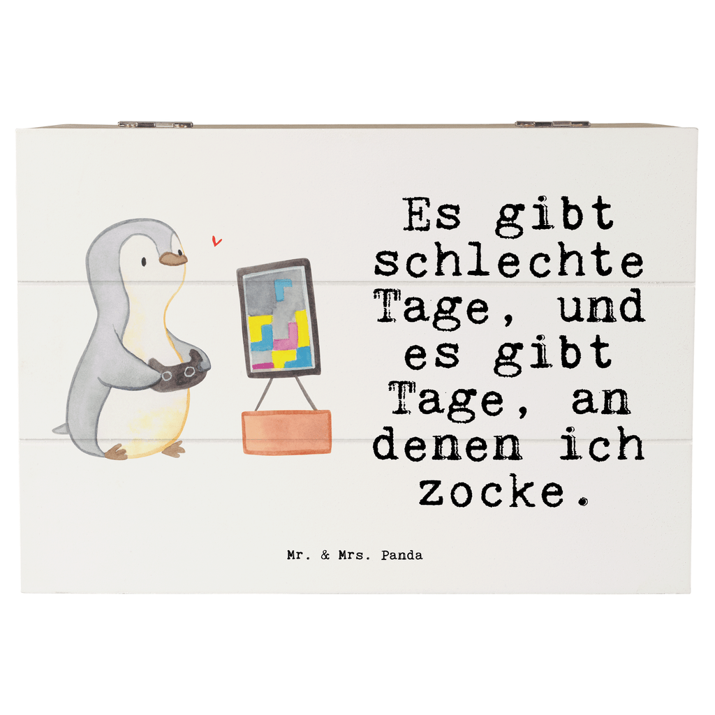 Holzkiste Pinguin Zocken Tage Zocken, Gaming, Videospiele, Videogames Holzkiste, Kiste, Schatzkiste, Truhe, Schatulle, XXL,  Erinnerungsbox, Erinnerungskiste, Dekokiste, Aufbewahrungsbox  Geschenk, Sport, Sportart, Hobby, Schenken, Danke, Dankeschön, Auszeichnung, Gewinn, Sportler