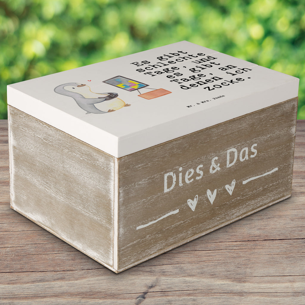 Holzkiste Pinguin Zocken Tage Zocken, Gaming, Videospiele, Videogames Holzkiste, Kiste, Schatzkiste, Truhe, Schatulle, XXL,  Erinnerungsbox, Erinnerungskiste, Dekokiste, Aufbewahrungsbox  Geschenk, Sport, Sportart, Hobby, Schenken, Danke, Dankeschön, Auszeichnung, Gewinn, Sportler