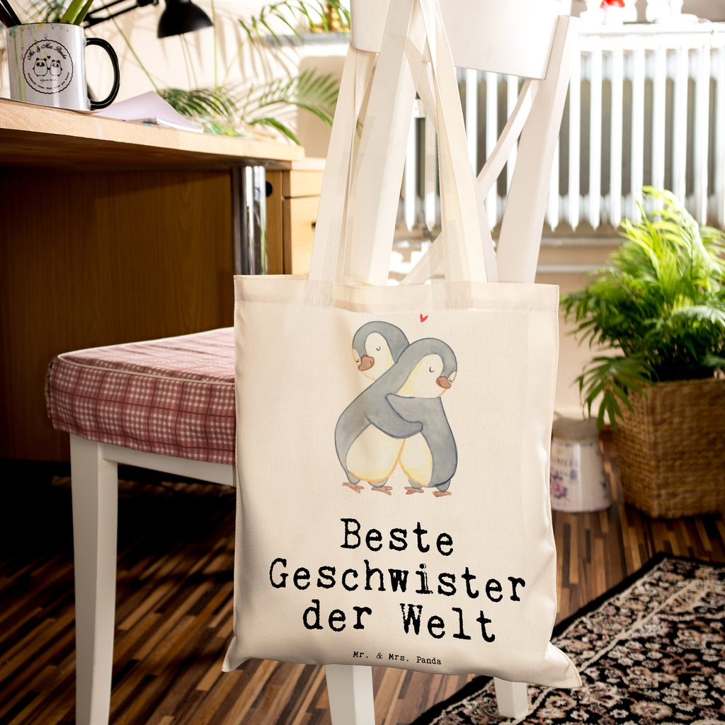 Tragetasche Pinguin Beste Geschwister der Welt Geschwister, Geschwisterchen, Bruder, Schwester, Schwestern, Brüder, Familie, Nachwuchs, Geburtstagsgeschenk, Geburtstag,  Beuteltasche, Beutel, Einkaufstasche, Jutebeutel, Stoffbeutel   für, Dankeschön, Geschenk, Schenken, Geburtstag, Geburtstagsgeschenk, Geschenkidee, Danke, Bedanken, Mitbringsel, Freude machen, Geschenktipp