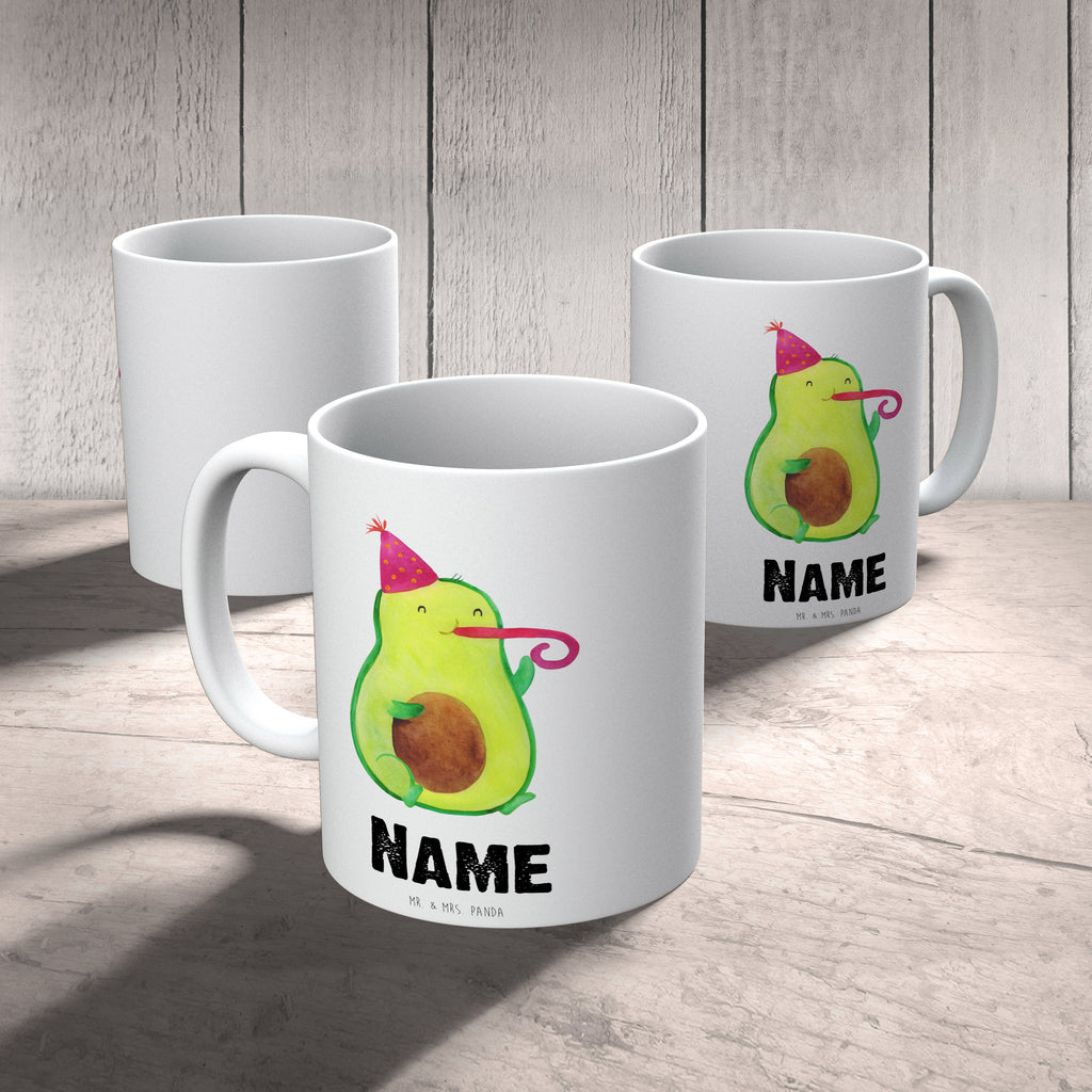 Personalisierte Tasse Avocado Partyhupe Personalisierte Tasse, Namenstasse, Wunschname, Personalisiert, Tasse, Namen, Drucken, Tasse mit Namen, Avocado, Veggie, Vegan, Gesund, Party, Feierlichkeit, Feier, Fete, Geburtstag, Gute Laune, Tröte