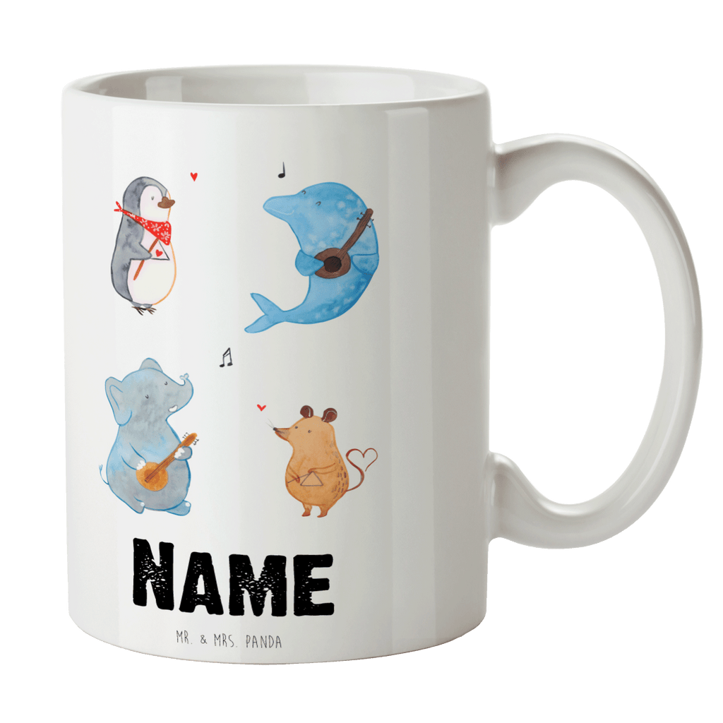 Personalisierte Tasse Big Band Personalisierte Tasse, Namenstasse, Wunschname, Personalisiert, Tasse, Namen, Drucken, Tasse mit Namen, süße Tiermotive, gute Laune, lustige Sprüche, Tiere, Hund, Pinguin, Maus, Elefant, Delfin, Gitarre, Band, Triangel, Musikanten, Musik