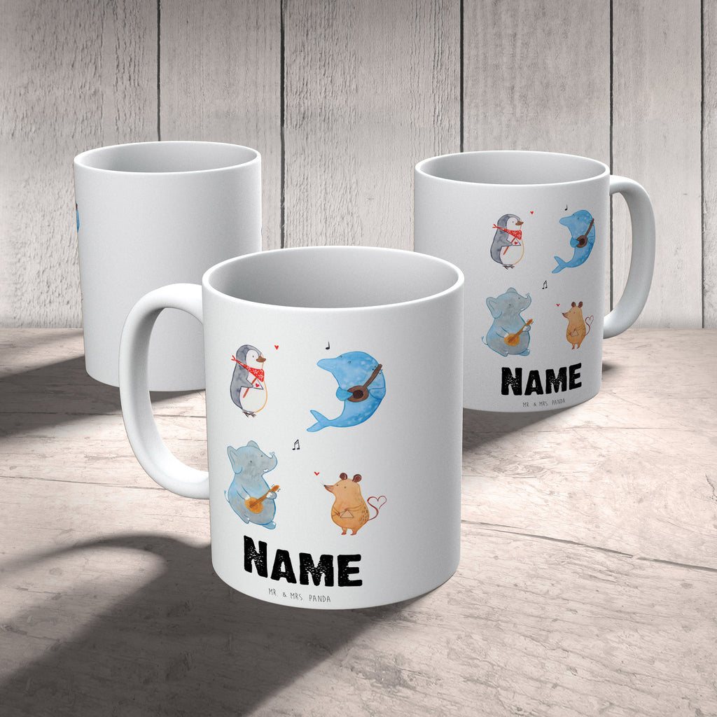 Personalisierte Tasse Big Band Personalisierte Tasse, Namenstasse, Wunschname, Personalisiert, Tasse, Namen, Drucken, Tasse mit Namen, süße Tiermotive, gute Laune, lustige Sprüche, Tiere, Hund, Pinguin, Maus, Elefant, Delfin, Gitarre, Band, Triangel, Musikanten, Musik