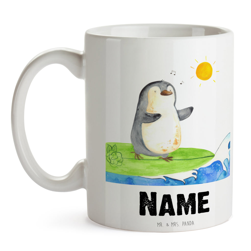 Personalisierte Tasse Pinguin Surfer Personalisierte Tasse, Namenstasse, Wunschname, Personalisiert, Tasse, Namen, Drucken, Tasse mit Namen, Pinguin, Pinguine, surfen, Surfer, Hawaii, Urlaub, Wellen, Wellen reiten, Portugal