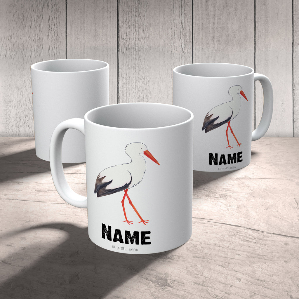 Personalisierte Tasse Storch Personalisierte Tasse, Namenstasse, Wunschname, Personalisiert, Tasse, Namen, Drucken, Tasse mit Namen, Tiermotive, Gute Laune, lustige Sprüche, Tiere, Storch, Störche, Schwangerschaft, Geburt, Mutter, Mütter, Mutter werden, Schwanger, Babybauch, Baby