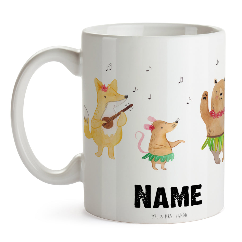 Personalisierte Tasse Waldtiere Aloha Personalisierte Tasse, Namenstasse, Wunschname, Personalisiert, Tasse, Namen, Drucken, Tasse mit Namen, süße Tiermotive, gute Laune, lustige Sprüche, Tiere, Wald, Waldtiere, Musik, Aloha, Bär, Hase, Igel, Tanzen, Leben, Lachen