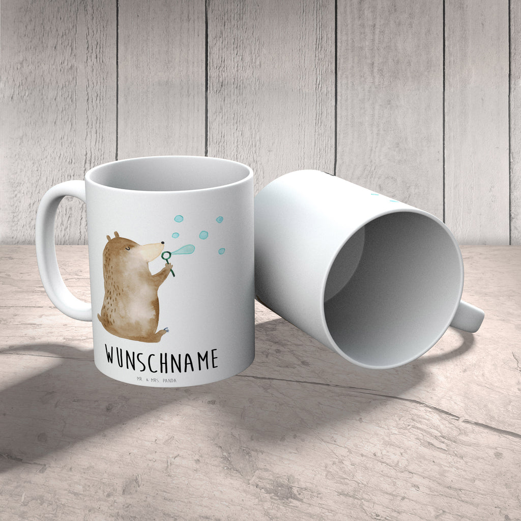 Personalisierte Tasse Bär Seifenblasen Personalisierte Tasse, Namenstasse, Wunschname, Personalisiert, Tasse, Namen, Drucken, Tasse mit Namen, Bär, Teddy, Teddybär, Seifenblasen Bär Lustig Sein Glücklich Traurig Happy