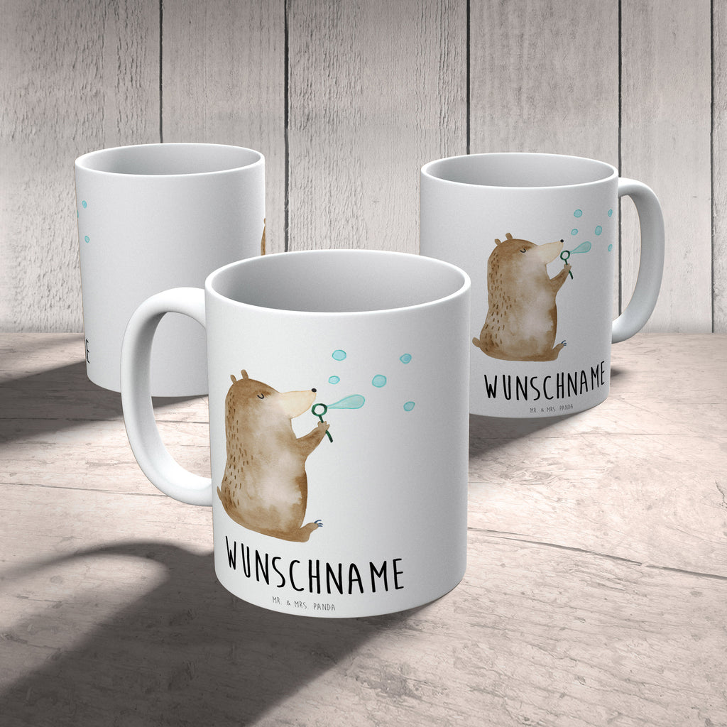 Personalisierte Tasse Bär Seifenblasen Personalisierte Tasse, Namenstasse, Wunschname, Personalisiert, Tasse, Namen, Drucken, Tasse mit Namen, Bär, Teddy, Teddybär, Seifenblasen Bär Lustig Sein Glücklich Traurig Happy