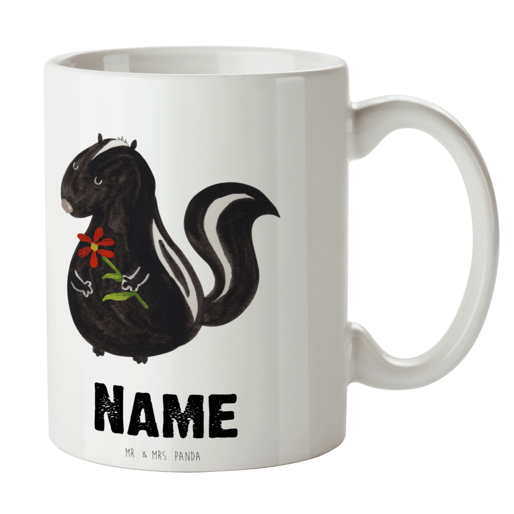 Personalisierte Tasse Stinktier Blume Personalisierte Tasse, Namenstasse, Wunschname, Personalisiert, Tasse, Namen, Drucken, Tasse mit Namen, Stinktier, Skunk, Wildtier, Raubtier, Stinker, Stinki, Tagträumer, verträumt, Dreams, Träume