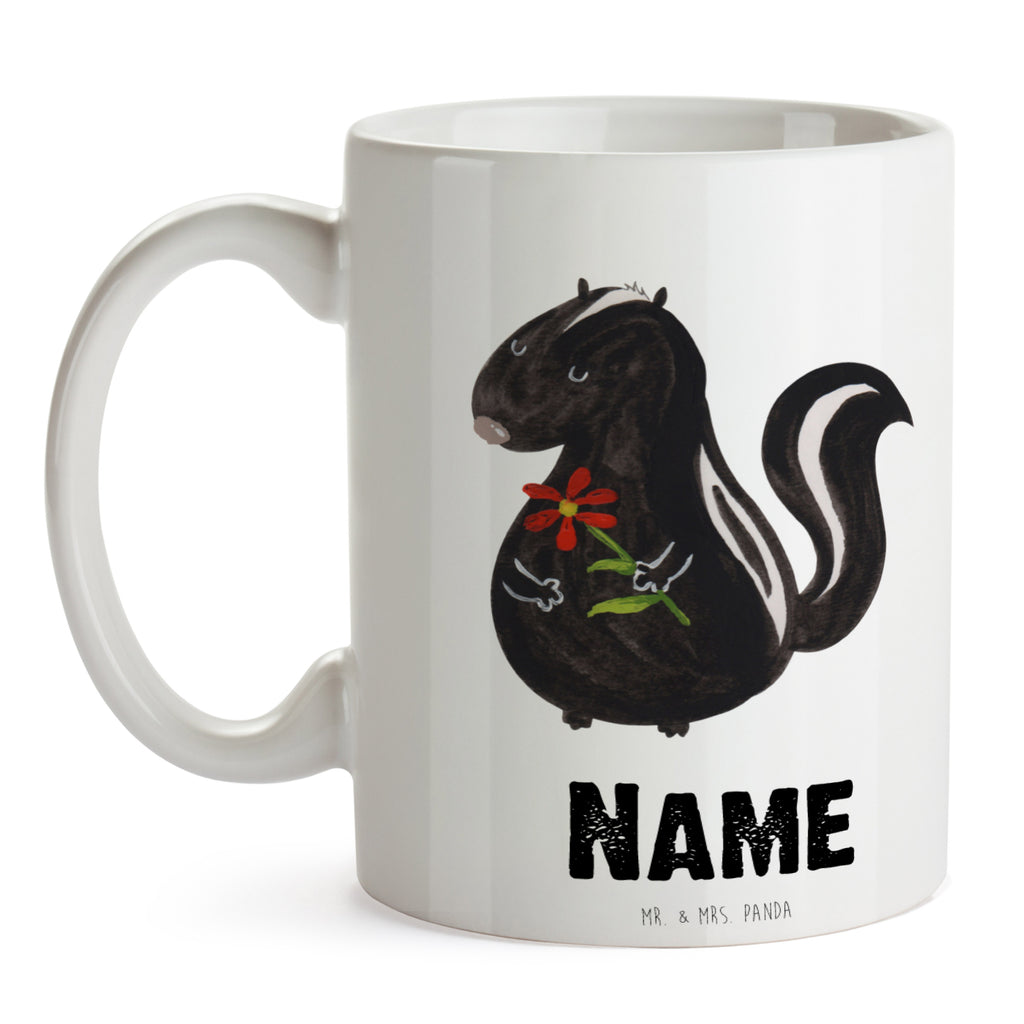 Personalisierte Tasse Stinktier Blume Personalisierte Tasse, Namenstasse, Wunschname, Personalisiert, Tasse, Namen, Drucken, Tasse mit Namen, Stinktier, Skunk, Wildtier, Raubtier, Stinker, Stinki, Tagträumer, verträumt, Dreams, Träume