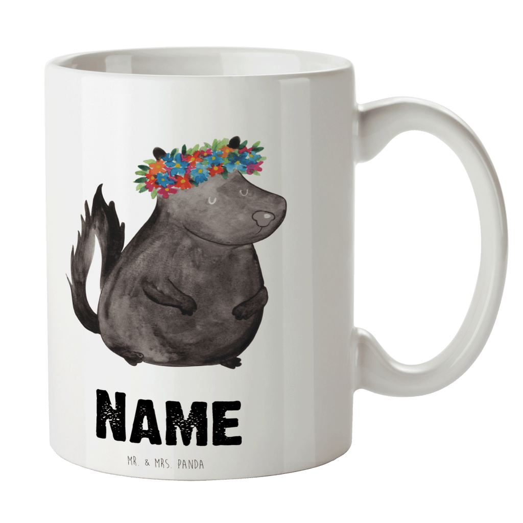 Personalisierte Tasse Stinktier Blumenmaedchen Personalisierte Tasse, Namenstasse, Wunschname, Personalisiert, Tasse, Namen, Drucken, Tasse mit Namen, Stinktier, Skunk, Wildtier, Raubtier, Stinker, Stinki, Yoga, Namaste, Lebe, Liebe, Lache