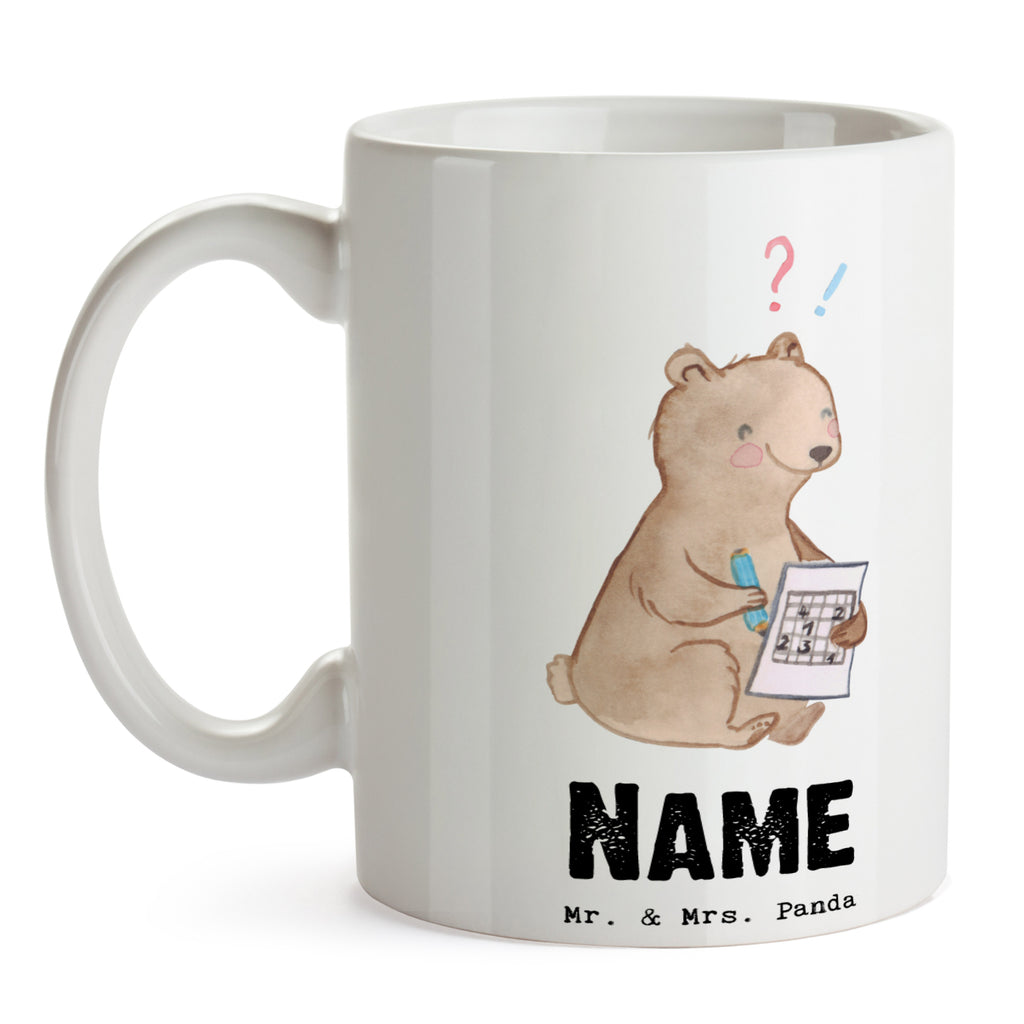 Personalisierte Tasse Bär Rätsel lösen Tage Personalisierte Tasse, Namenstasse, Wunschname, Personalisiert, Tasse, Namen, Drucken, Tasse mit Namen, Geschenk, Sport, Sportart, Hobby, Schenken, Danke, Dankeschön, Auszeichnung, Gewinn, Sportler, Rätsel lösen, Kreuzworträtsel lösen, Knobeln, Gedächtnistraining, Gedächtnissport