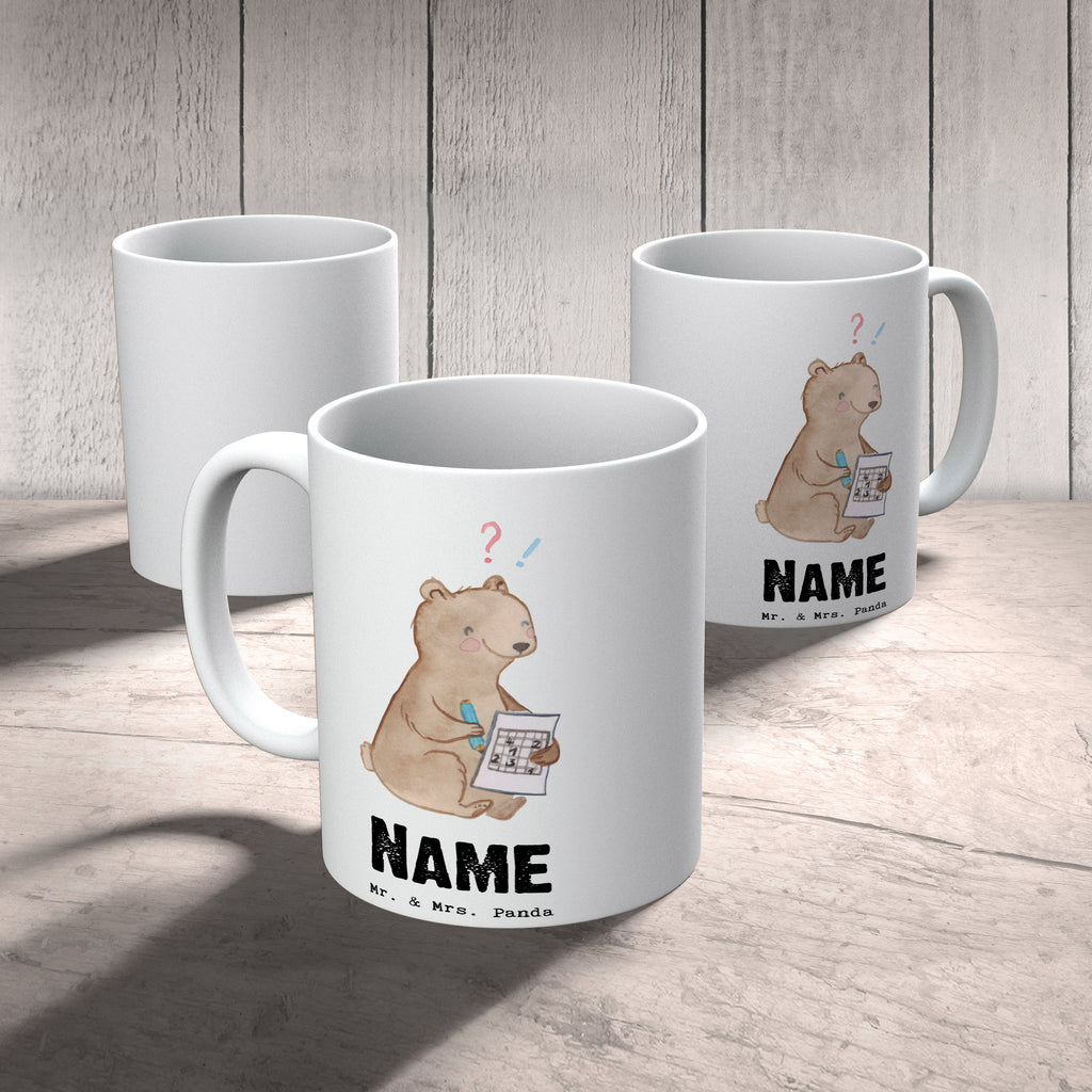 Personalisierte Tasse Bär Rätsel lösen Tage Personalisierte Tasse, Namenstasse, Wunschname, Personalisiert, Tasse, Namen, Drucken, Tasse mit Namen, Geschenk, Sport, Sportart, Hobby, Schenken, Danke, Dankeschön, Auszeichnung, Gewinn, Sportler, Rätsel lösen, Kreuzworträtsel lösen, Knobeln, Gedächtnistraining, Gedächtnissport