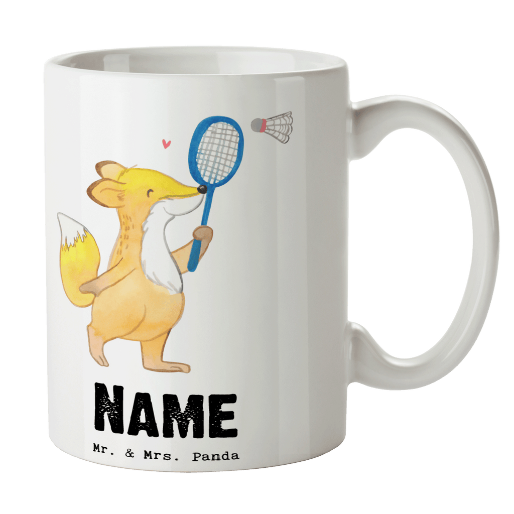 Personalisierte Tasse Fuchs Federball spielen Tage Personalisierte Tasse, Namenstasse, Wunschname, Personalisiert, Tasse, Namen, Drucken, Tasse mit Namen, Geschenk, Sport, Sportart, Hobby, Schenken, Danke, Dankeschön, Auszeichnung, Gewinn, Sportler, Federball spielen, Badminton