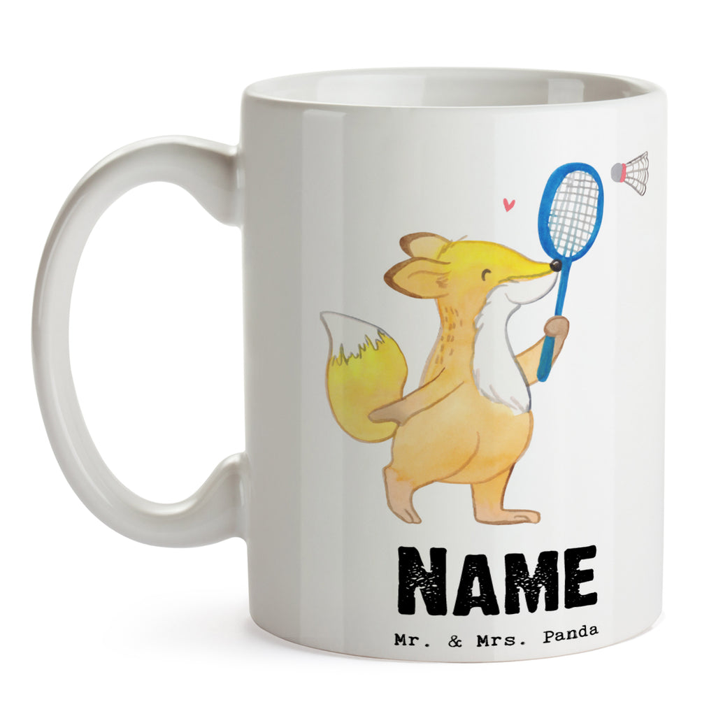 Personalisierte Tasse Fuchs Federball spielen Tage Personalisierte Tasse, Namenstasse, Wunschname, Personalisiert, Tasse, Namen, Drucken, Tasse mit Namen, Geschenk, Sport, Sportart, Hobby, Schenken, Danke, Dankeschön, Auszeichnung, Gewinn, Sportler, Federball spielen, Badminton