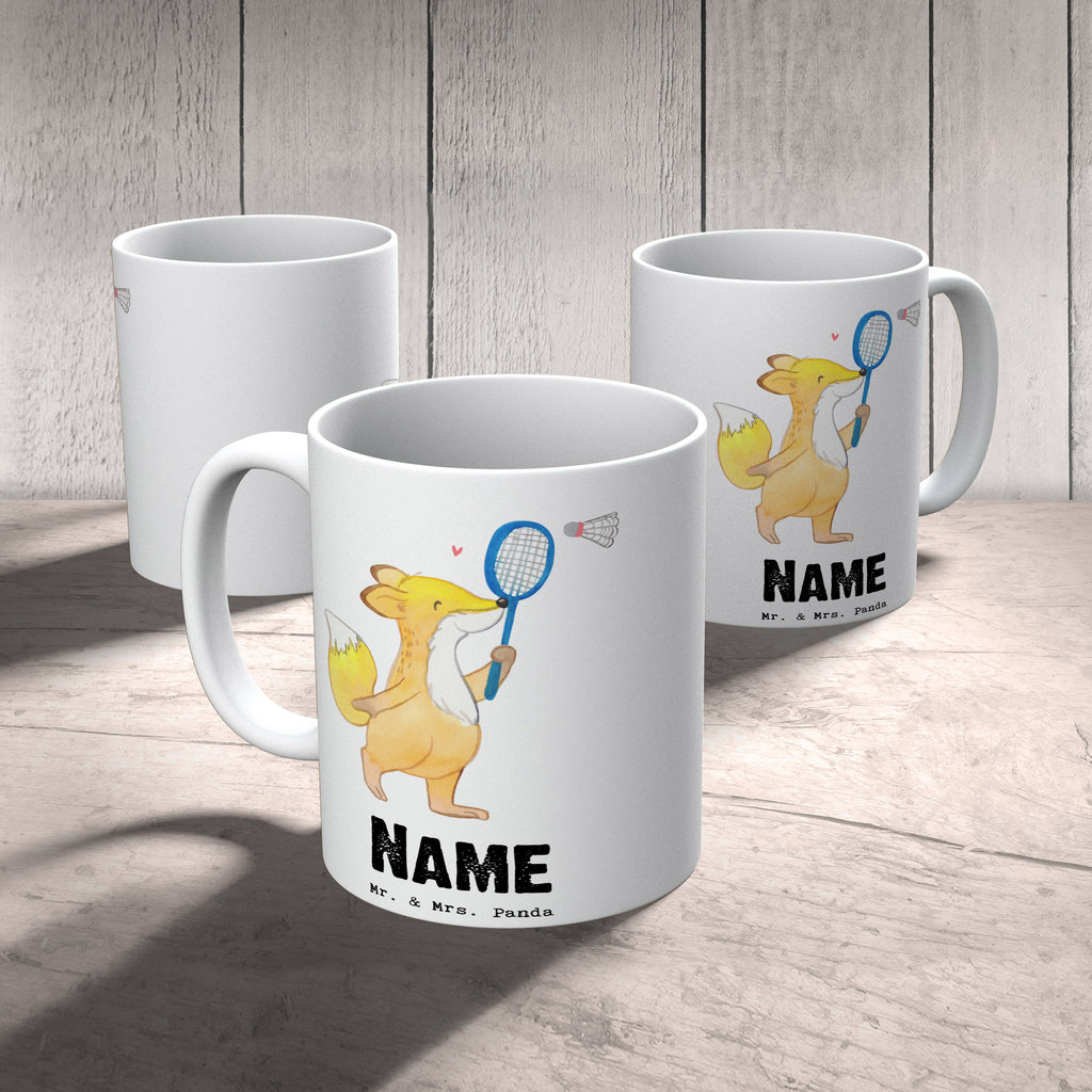 Personalisierte Tasse Fuchs Federball spielen Tage Personalisierte Tasse, Namenstasse, Wunschname, Personalisiert, Tasse, Namen, Drucken, Tasse mit Namen, Geschenk, Sport, Sportart, Hobby, Schenken, Danke, Dankeschön, Auszeichnung, Gewinn, Sportler, Federball spielen, Badminton