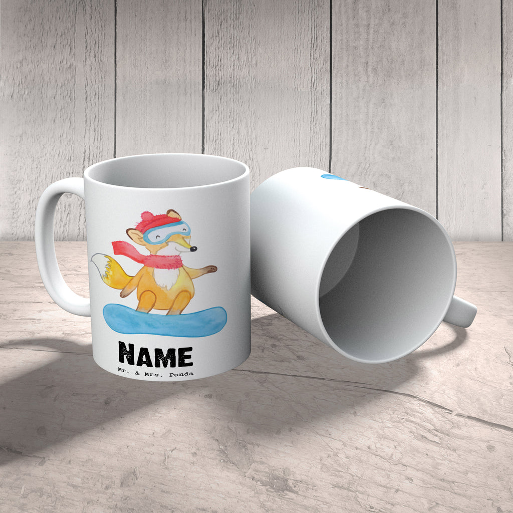 Personalisierte Tasse Fuchs Snowboarden Tage Personalisierte Tasse, Namenstasse, Wunschname, Personalisiert, Tasse, Namen, Drucken, Tasse mit Namen, Geschenk, Sport, Sportart, Hobby, Schenken, Danke, Dankeschön, Auszeichnung, Gewinn, Sportler, Snowboard, snowboarden, Wintersport, Snowboardschule, Winterurlaub