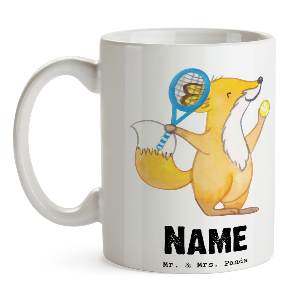 Personalisierte Tasse Fuchs Tennis spielen Tage Personalisierte Tasse, Namenstasse, Wunschname, Personalisiert, Tasse, Namen, Drucken, Tasse mit Namen, Geschenk, Sport, Sportart, Hobby, Schenken, Danke, Dankeschön, Auszeichnung, Gewinn, Sportler, Tennis spielen, Tennisclub, Tennisverein, Tennis Turnier, Ballsportart