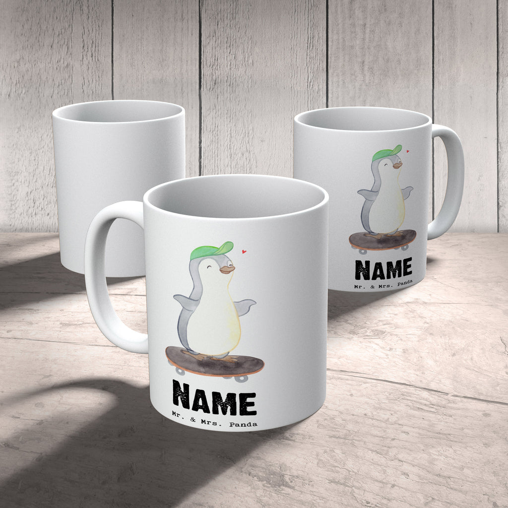 Personalisierte Tasse Pinguin Skateboarden Tage Personalisierte Tasse, Namenstasse, Wunschname, Personalisiert, Tasse, Namen, Drucken, Tasse mit Namen, Geschenk, Sport, Sportart, Hobby, Schenken, Danke, Dankeschön, Auszeichnung, Gewinn, Sportler, Skateboarden, Skateboard fahren, Skaten, Skateboard, Skateplatz