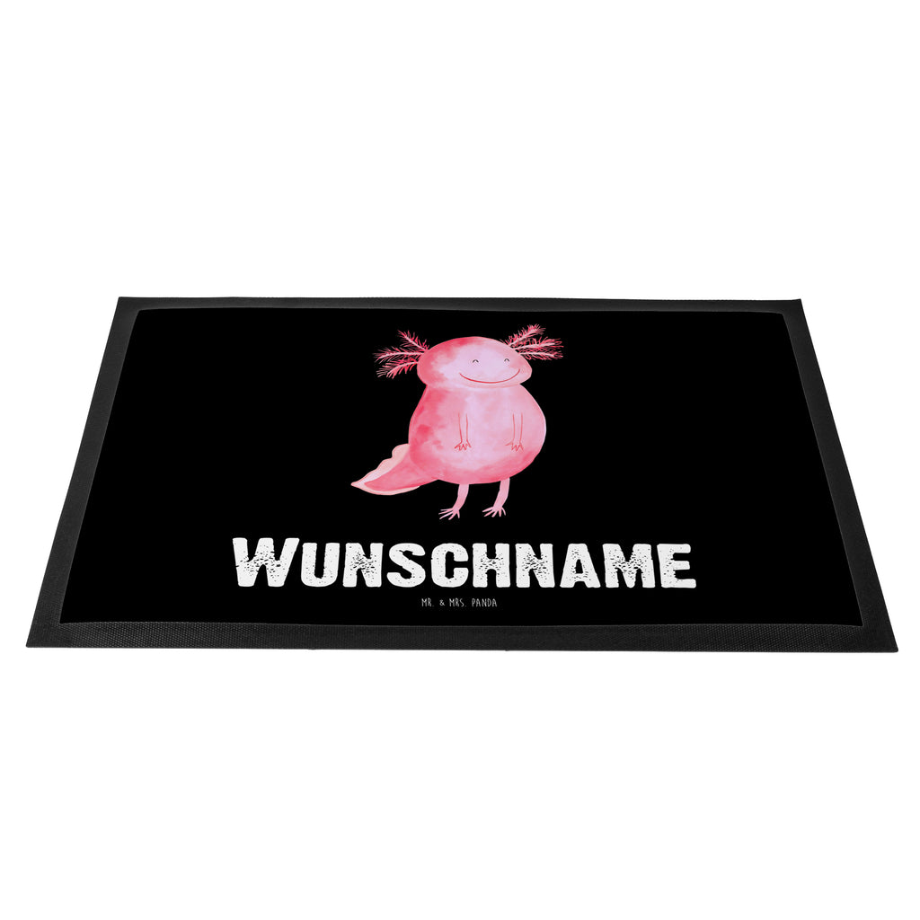 Personalisierte Fußmatte Axolotl glücklich Personalisierte Fußmatte, Fußmatte mit Namen, Personalisieruung, Personalisiert, Fußmatte bedrucken, Türvorleger mit Namen, Haustürmatte personalisiert, Namensfussmatte, Wunschnamen, Bedrucken, Türvorleger personalisiert, Axolotl, Molch, Axolot, Schwanzlurch, Lurch, Lurche, Motivation, gute Laune