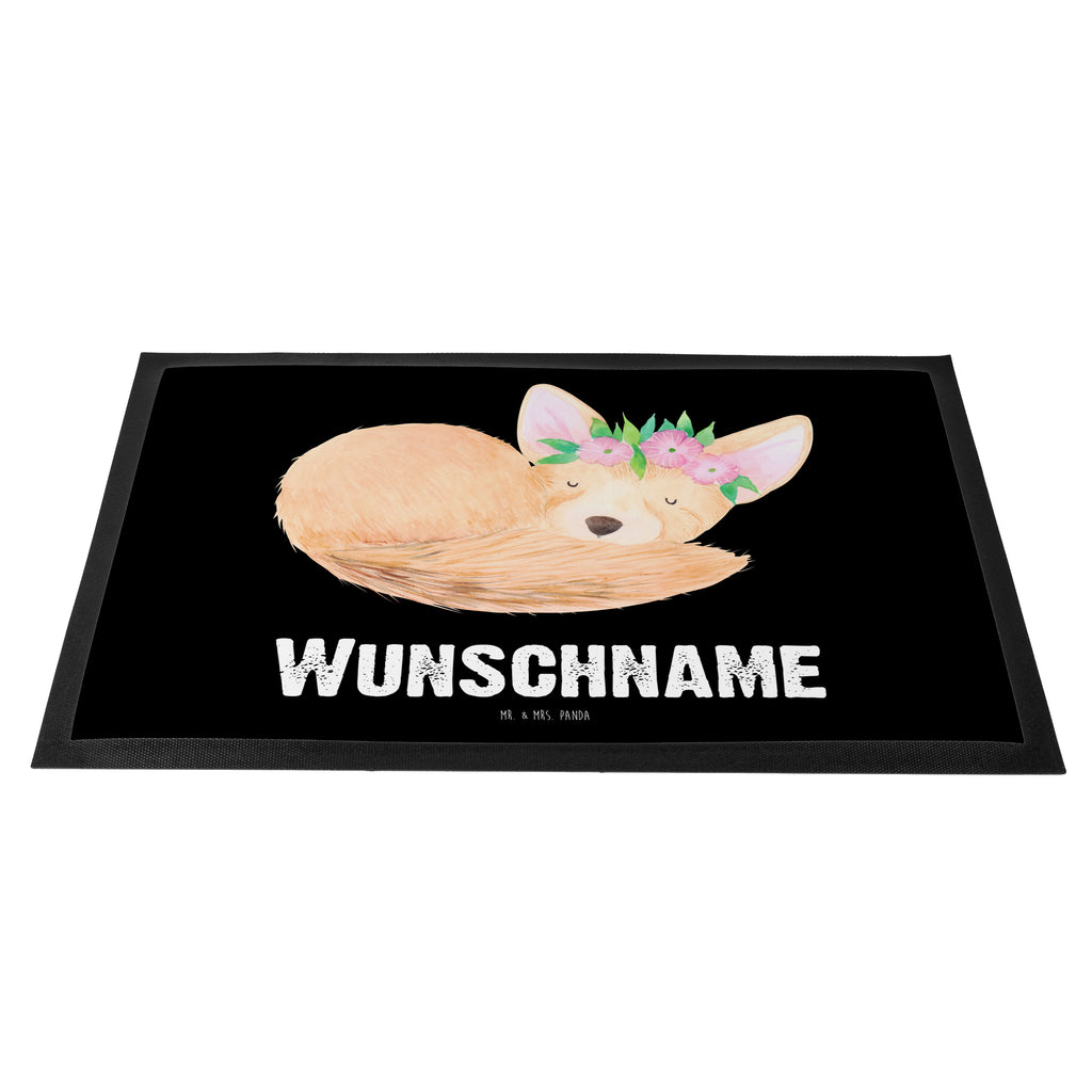 Personalisierte Fußmatte Wüstenfuchs Blumenkranz Personalisierte Fußmatte, Fußmatte mit Namen, Personalisieruung, Personalisiert, Fußmatte bedrucken, Türvorleger mit Namen, Haustürmatte personalisiert, Namensfussmatte, Wunschnamen, Bedrucken, Türvorleger personalisiert, Afrika, Wildtiere, Wüste, Wüstenfuchs, Blumen, Blumenkranz, Glücklich