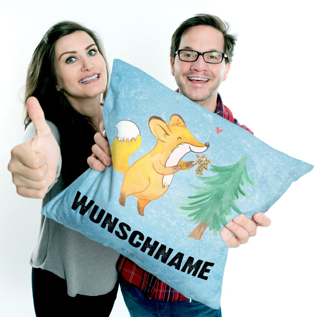 Personalisiertes Kissen Fuchs  Weihnachtsbaum Kissen, personalisiert, Name, Wunschname, bedrucken, Kopfkissen, Winter, Weihnachten, Weihnachtsdeko, Nikolaus, Advent, Heiligabend, Wintermotiv, Weihnachtsmann, Weihnachtstage, Fuchs, Schlittschuh, Weihnachtszeit, Weihnachtsdekoration