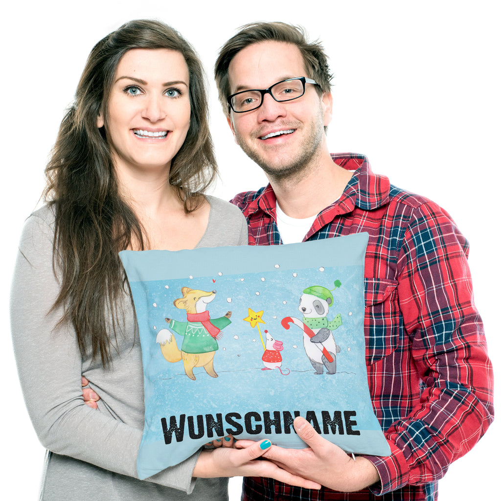 Personalisiertes Kissen Winter Weihnachtsfreude Kissen, personalisiert, Name, Wunschname, bedrucken, Kopfkissen, Winter, Weihnachten, Weihnachtsdeko, Nikolaus, Advent, Heiligabend, Wintermotiv, Weihnachtsmann, Weihnachtstage, Fuchs, Weihnachtsbaum, Tannenbaum, Weihnachtszeit