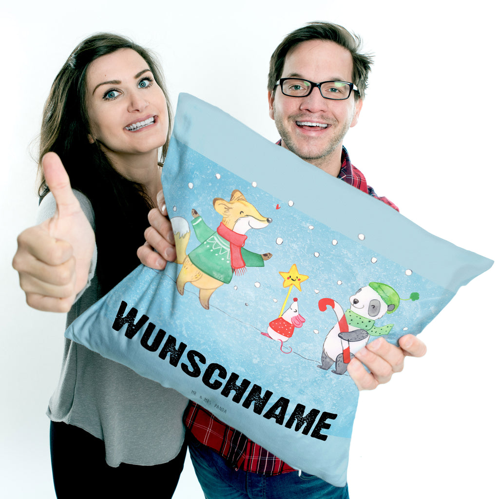 Personalisiertes Kissen Winter Weihnachtsfreude Kissen, personalisiert, Name, Wunschname, bedrucken, Kopfkissen, Winter, Weihnachten, Weihnachtsdeko, Nikolaus, Advent, Heiligabend, Wintermotiv, Weihnachtsmann, Weihnachtstage, Fuchs, Weihnachtsbaum, Tannenbaum, Weihnachtszeit