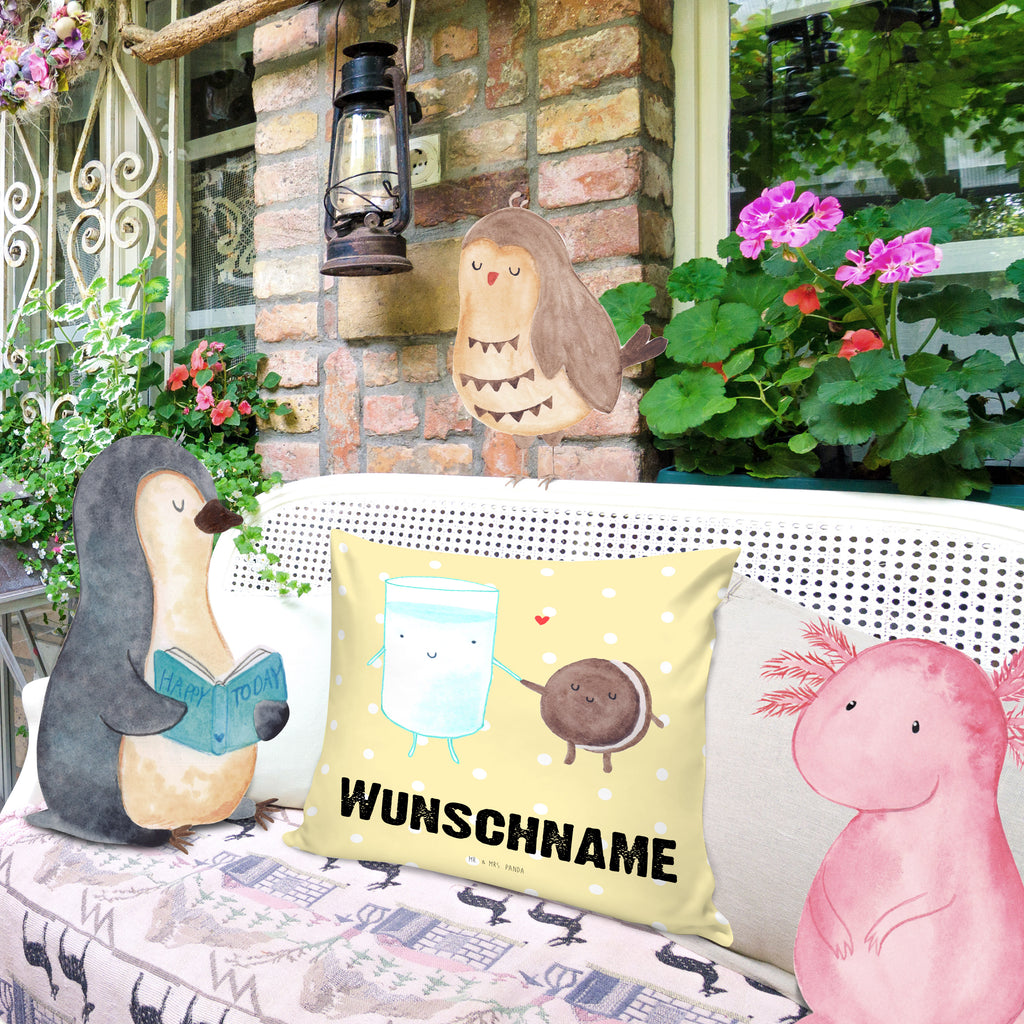 Personalisiertes Kissen Milch & Keks Kissen, personalisiert, Name, Wunschname, bedrucken, Kopfkissen, süße Tiermotive, gute Laune, lustige Sprüche, Tiere, Milk, Cookie, Milch, Keks, Kekse, Kaffee, Einladung Frühstück, Motiv süß, romantisch, perfektes Paar