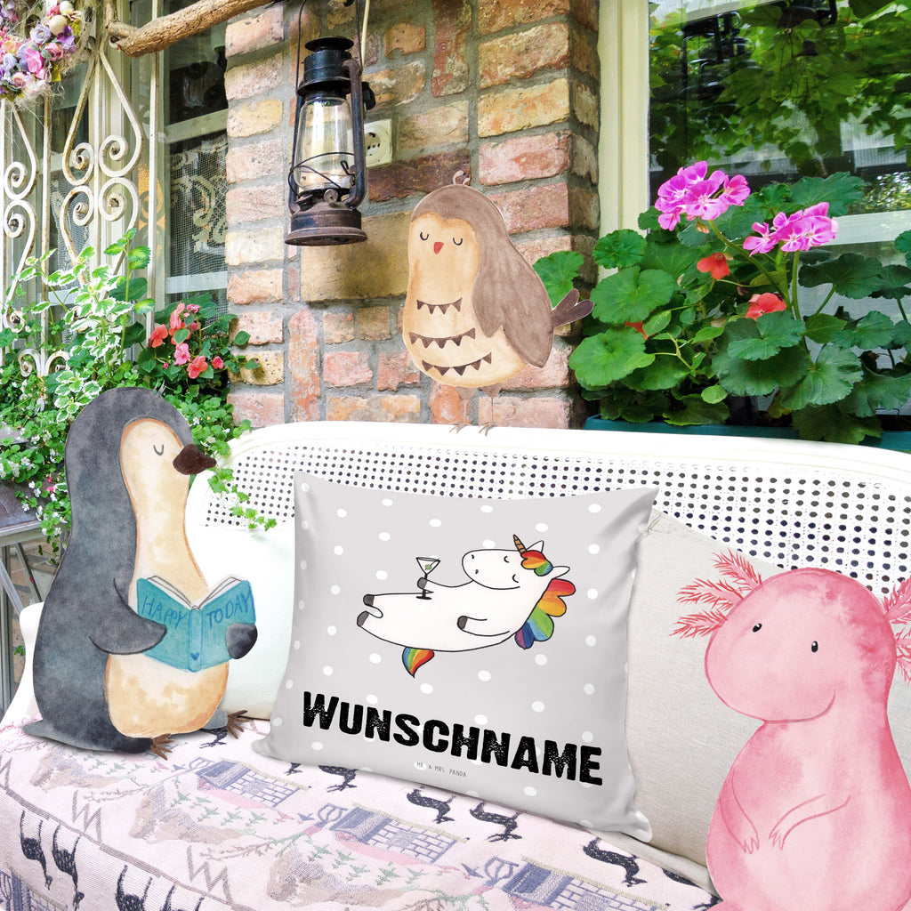 Personalisiertes Kissen Otter mit Seerose Kissen, personalisiert, Name, Wunschname, bedrucken, Kopfkissen, Otter, Fischotter, Seeotter, Otter Seeotter See Otter