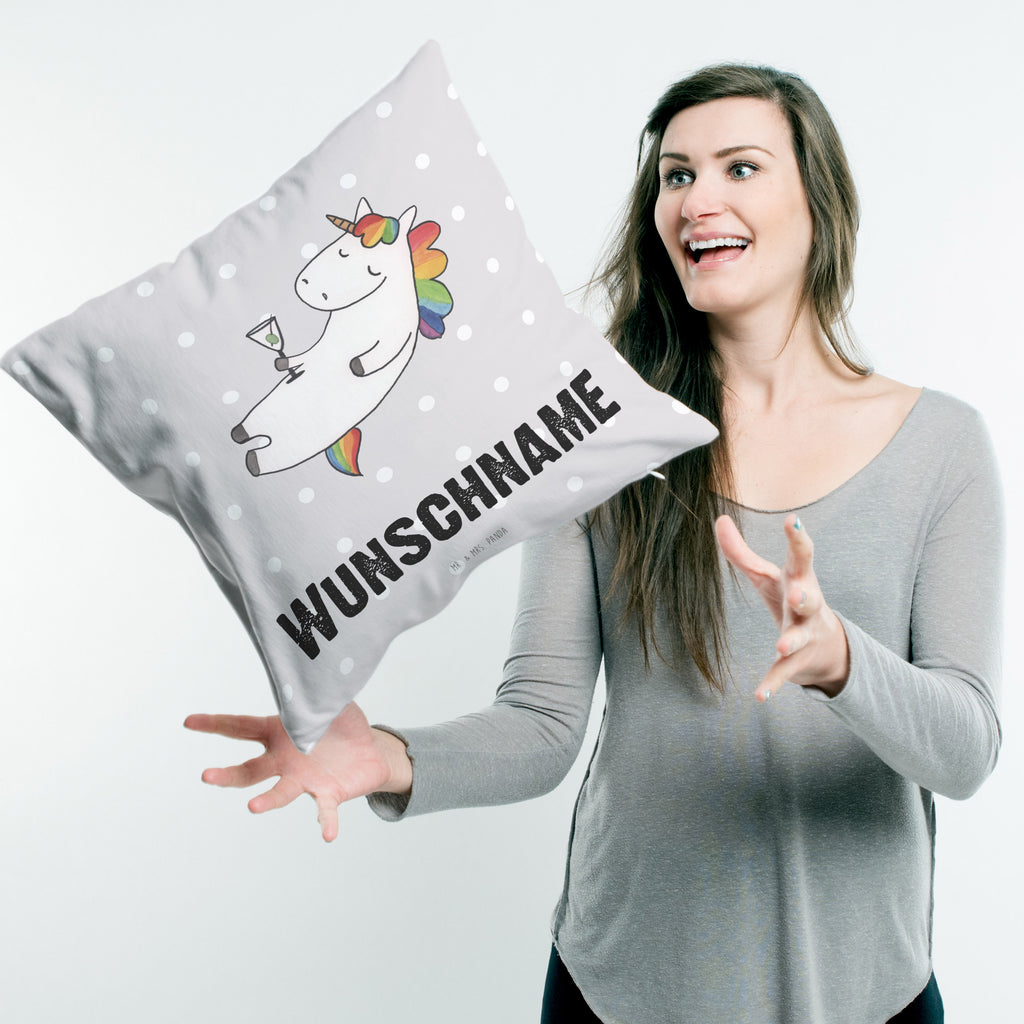 Personalisiertes Kissen Otter mit Seerose Kissen, personalisiert, Name, Wunschname, bedrucken, Kopfkissen, Otter, Fischotter, Seeotter, Otter Seeotter See Otter