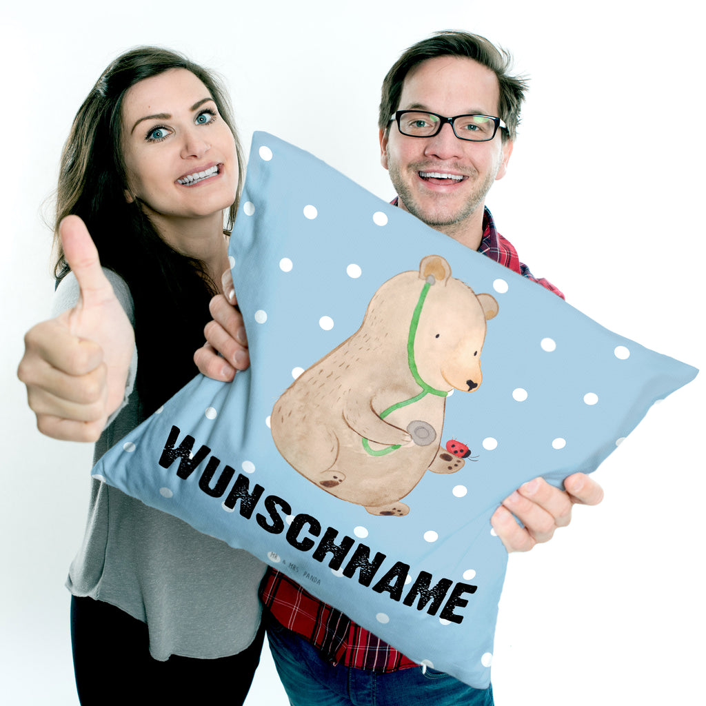 Personalisiertes Kissen Bär Arzt Kissen, personalisiert, Name, Wunschname, bedrucken, Kopfkissen, Bär, Teddy, Teddybär, Arzt, Ärztin, Doktor, Professor, Doktorin, Professorin