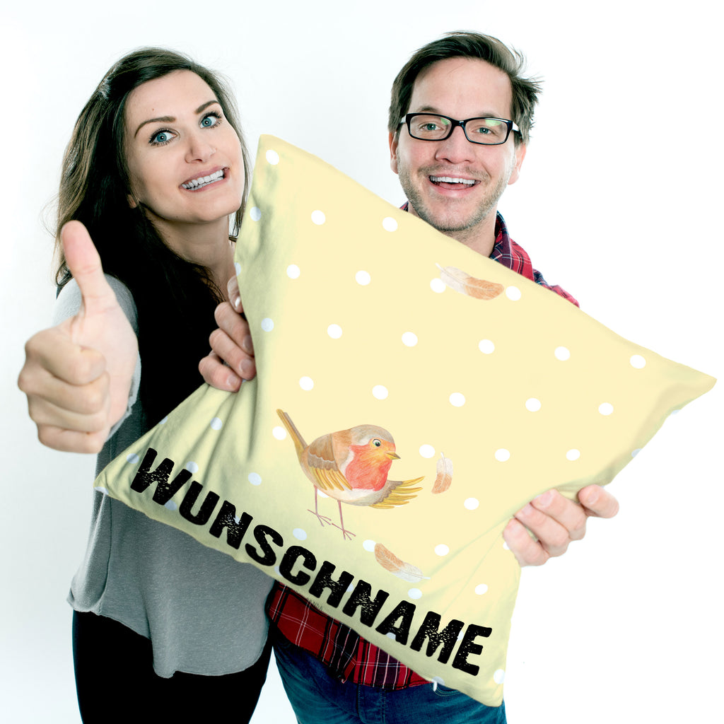 Personalisiertes Kissen Rotkehlchen mit Federn Kissen, personalisiert, Name, Wunschname, bedrucken, Kopfkissen, Tiermotive, Gute Laune, lustige Sprüche, Tiere, What if i fall, Rotkehlchen, Spruch Motivation, Spruch Mut, Vogel, Motivation Sprüche, Motivationsbilder, fliegen