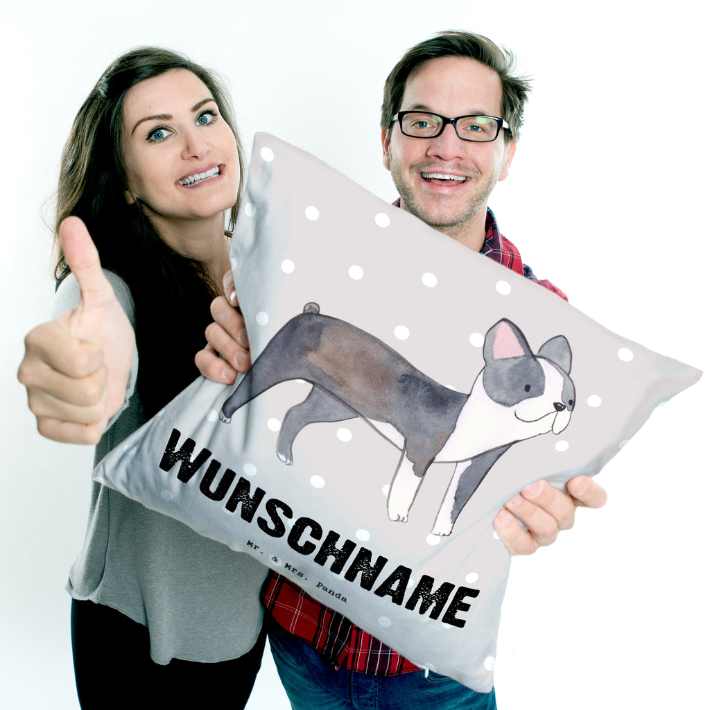 Personalisiertes Kissen Boston Terrier Lebensretter Kissen, personalisiert, Name, Wunschname, bedrucken, Kopfkissen, Hund, Hunderasse, Rassehund, Hundebesitzer, Geschenk, Tierfreund, Schenken, Welpe, Boston Terrier